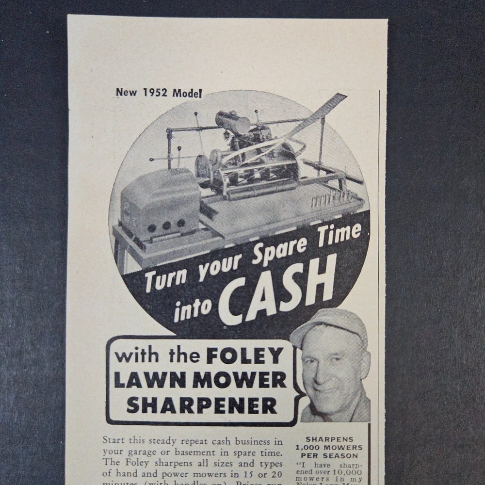 1952 Foley Lawnmower Sharpener Vintage Print Ad Minneapolis MN Charles H Smith